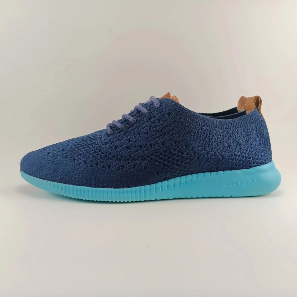 Cole Haan Sneakers Womens Size 7/5 Zerogrand Wingtip Oxford Blue Stretch KnitCol